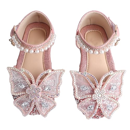 Airshi Kleinkind-Prinzessin-Schuhe, Atmungsaktive, Weiche Leder-Schleifen-Prinzessin-Schuhe für zu Hause (22 Größe) von Airshi