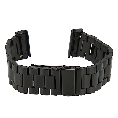 Airshi Metall-Uhrenarmband, Edelstahl-Uhrenarmband, Glatt, Verstellbar, Fest Geschlossen, Leicht zu Tragen, Abnehmbar mit 2 Druckknöpfen für den Sport (Schwarz) von Airshi