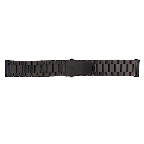 Airshi Uhrenarmband, Präzisionspoliertes Doppelschnallen-Edelstahl-Metalluhrenarmband mit Verstellbarem Armband für die Reise für 24-mm-Armband (Schwarz) von Airshi