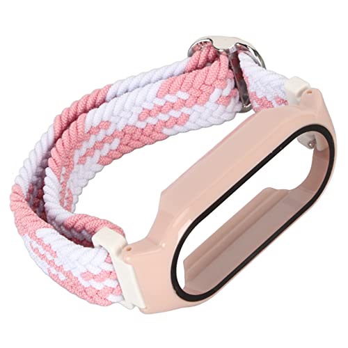 Airshi Uhrenarmband-Schutzhülle, Tragbarer, Verstellbarer Displayschutz, Flexibles Nylon-Uhrenarmband, Stilvoll Geflochten, Zum Wandern für Partys (Rosa, weißes und rosafarbenes Gehäuse) von Airshi