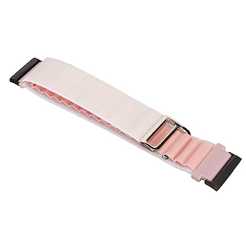 Airshi Weiches Gewebtes Uhrenarmband, Verstellbar, Elegant, Stilvoll, Atmungsaktiv, Ersatz-Stretch-Nylon-Uhrenarmband für Männer und Frauen Zum Wandern (Weiß und Rosa) von Airshi