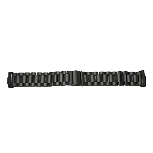 Metall-Uhrenarmband, Zartes 20 Mm Edelstahl-Doppelknopf-Ersatz-Armband, Verstellbar, für die Arbeit (Schwarz) von Airshi