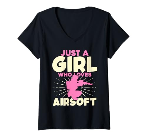 Damen Nur EIN Mädchen, das Airsoft liebt T-Shirt mit V-Ausschnitt von Airsoft Enthusiasts Fun