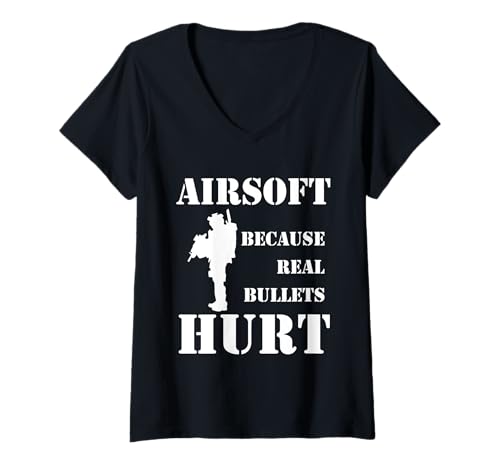 Damen Softair, Weil echte Kugeln WEH tun T-Shirt mit V-Ausschnitt Damen Softair, Weil echte Kugeln WEH tun T-Shirt mit V-Ausschnitt von Airsoft Enthusiasts Fun