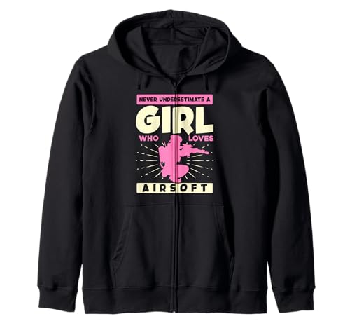 Unterschätze Niemals EIN Mädchen, das Airsoft liebt Kapuzenjacke Unterschätze Niemals EIN Mädchen, das Airsoft liebt Kapuzenjacke von Airsoft Enthusiasts Fun