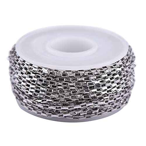 Airssory 33FT (10 Meter) 304 Edelstahl Venetain Ketten Ungeschweißte Kastenketten Ungeschweißt mit Spule Rechteck für Männer Womne Halskette Armband Ohrringe Herstellung - 4x2mm von Airssory