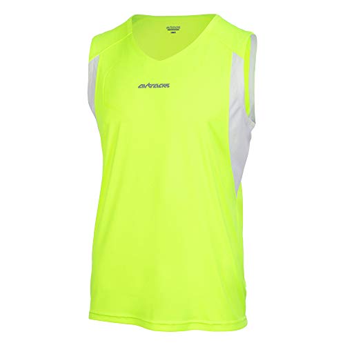 Airtracks Herren Laufshirt Kurzarm Ärmellos Tank Top Pro Line Running T-Shirt Trainingsshirt für Männer Funktionsshirt Sportshirt Fitness Jogging Shirt S M L XL XXL XXXl XXXXl 3Xl 4XL- neon-Weiss - XL von Airtracks