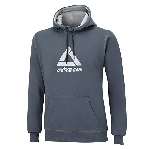 Airtracks Crew Team Pro Winter Sweater/Sportliches Sweatshirt mit Kapuze und Zugband/Pullover/Pulli/Warm/Logo Print/Dunkelgrau - XL von Airtracks