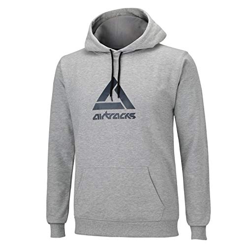Airtracks Crew Team Pro Winter Sweater/Sportliches Sweatshirt mit Kapuze und Zugband/Pullover/Pulli/Warm/Logo Print/Grau - M von Airtracks
