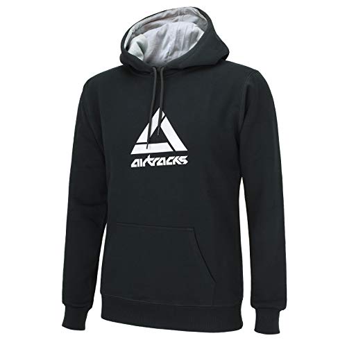 Airtracks Crew Team Pro Winter Sweater/Sportliches Sweatshirt mit Kapuze und Zugband/Pullover/Pulli/Warm/Logo Print/Schwarz - M von Airtracks