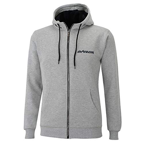 Airtracks Crew Team Pro Winter Sweater/Sportliches Sweatshirt mit durchgehendem Reissverschluss und doppellagige Kapuze/Pullover/Pulli/Logo Print / 100% Baumwolle/Warm/Grau - L von Airtracks