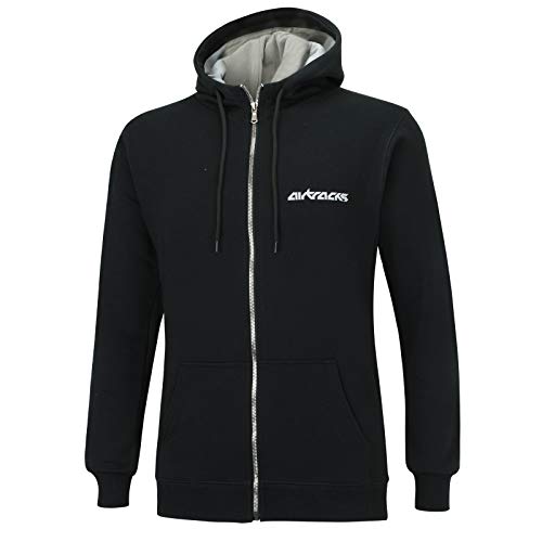 Airtracks Crew Team Pro Winter Sweater/Sportliches Sweatshirt mit durchgehendem Reissverschluss und doppellagige Kapuze/Pullover/Pulli/Logo Print / 100% Baumwolle/Warm/Schwarz - XL von Airtracks