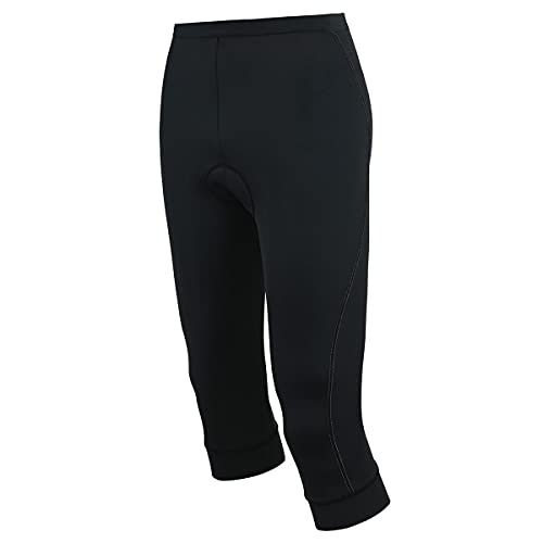 Airtracks Damen Fahrradhose 3/4 Lang Comfort Line - Radhose - 3/4 Radlerhose - 3D Coolmax gepolstert - Atmungsaktiv - UV Schutz - Reflektoren- schwarz - XXL von Airtracks