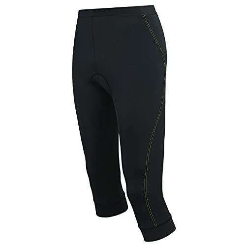 Airtracks Damen Fahrradhose 3/4 Lang Comfort Line - Radhose - 3/4 Radlerhose - 3D Coolmax gepolstert - Atmungsaktiv - UV Schutz - Reflektoren- schwarz-neon - XXL von Airtracks
