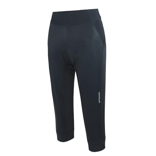 Airtracks Damen Fahrradhose 3/4 Lang Pro Line Radhose Pro MTB Radlerhose Mountainbike 3D Coolmax Gepolstert Atmungsaktiv Reflektoren XS S M L XL XXL 3XL 4XL - schwarz - L - Damen von Airtracks