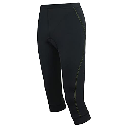 Airtracks Damen Fahrradhose Kurz 3/4 Radhose Comfort Line 3/4 Lang MTB Radlerhose Mountainbike 3D Coolmax Gepolstert Atmungsaktiv Reflektoren XS S M L XL XXL 3XL 4XL - schwarz-neon - S von Airtracks