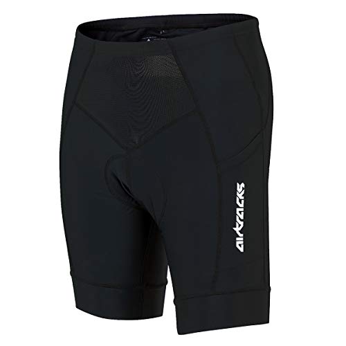 Airtracks Damen Fahrradhose Kurz Radhose Pro Kurze MTB Radlerhose Mountainbike 3D Coolmax Gepolstert Atmungsaktiv Reflektoren XS S M L XL XXL 3XL 4XL - schwarz - XXL - Damen von Airtracks