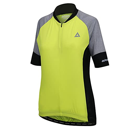 Airtracks Damen Fahrradtrikot Kurzarm Pro Line Radtrikot Jersey Bike Shirt Atmungsaktiv Schnelltrocknend Reflektierend Größen XS S M XL XXL - neon - XL von Airtracks