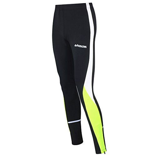 Airtracks Damen Laufhose Lang Jogginghose Trainingshose Jogginghose Fitnesshose Leggings Fahrradhose - schwarz - neon - L - Damen von Airtracks