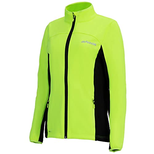 Airtracks Damen Thermo Jacke Pro Line II Softshell Fahrradjacke Laufjacke Radlerjacke Radjacke Wasserdicht Winddicht Windstopper Atmungsaktiv Reflektierend - Neon XL von Airtracks
