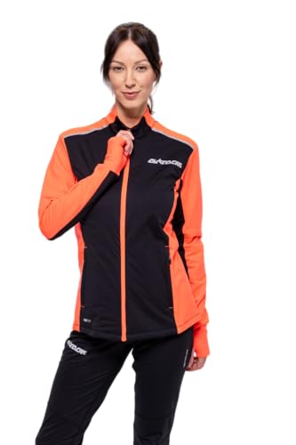 Airtracks Damen Thermo Laufshirt Langarm Pro Line Winter Sweatshirt Fleece Funktionsshirt Sport Langarmshirt - schwarz-rot - XL von Airtracks