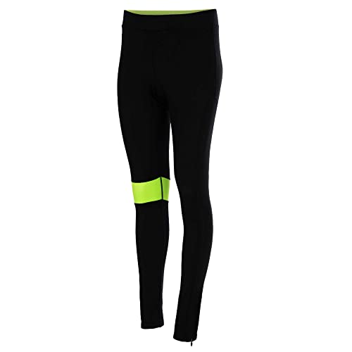 Airtracks Damen Winter Fahrradhose Lang - Thermo Radhose Lang - Radlerhose - 3D Coolmax gepolstert - Atmungsaktiv - Reflektoren - L - schwarz-neon von Airtracks