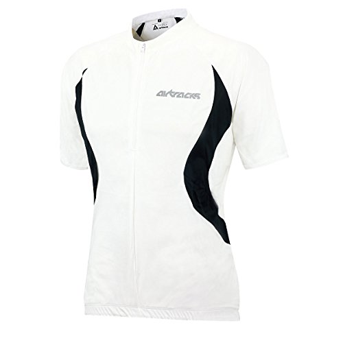 Airtracks Herren Fahrradtrikot Kurzarm Team Radtrikot Jersey Bike Radler Shirt Atmungsaktiv Schnelltrocknend Reflektierend Größen XS S M XL XXL XXXL XXXXL - Weiss - L von Airtracks