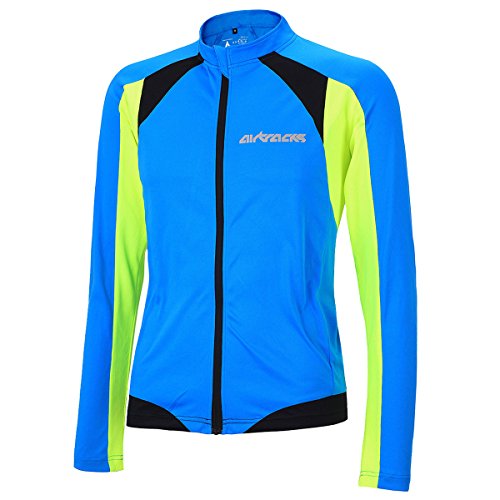 Airtracks FUNKTIONS Fahrradtrikot Langarm PRO-T/RADTRIKOT/Trikot/Jersey/Full Zip/ATMUNKSAKTIV - blau-neon - S von Airtracks