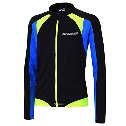 Airtracks FUNKTIONS Fahrradtrikot Langarm PRO-T/RADTRIKOT/Trikot/Jersey/Full Zip/ATMUNKSAKTIV - schwarz-neon - L von Airtracks