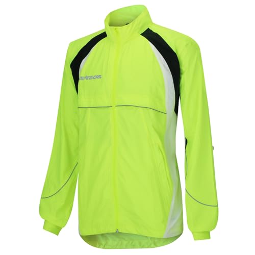 Airtracks Herren Fahrradjacke Laufjacke Radjacke Leichte Windjacke Winddicht Windstopper Atmungsaktiv Wasserabweisend Reflektoren S M l Xl XXL XXXL XXXXl 3Xl 4XL - neon - M von Airtracks