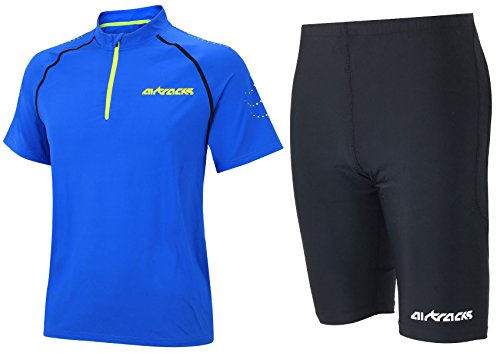 Airtracks FUNKTIONS-LAUFSET - Laufhose PRO AIR KURZ/Running Hose + Laufshirt Kurzarm PRO Team/Running T-Shirt - blau-schwarz - XXXL von Airtracks