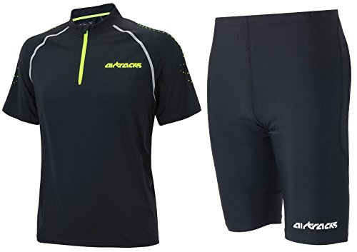 Airtracks FUNKTIONS-LAUFSET - Laufhose PRO AIR KURZ/Running Hose + Laufshirt Kurzarm PRO Team/Running T-Shirt - schwarz - XL von Airtracks