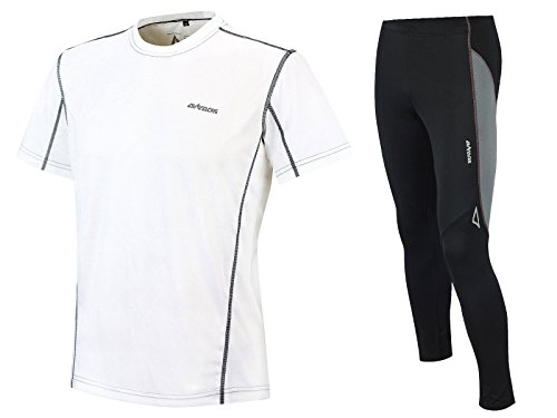 Airtracks FUNKTIONS-LAUFSET - Tight-LANG PRO AIR + T-Shirt Kurzarm PRO AIR - Weiss-schwarz - M von Airtracks