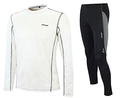 Airtracks FUNKTIONS-LAUFSET - Tight-LANG PRO AIR + T-Shirt Langarm PRO AIR - Weiss-schwarz - M von Airtracks