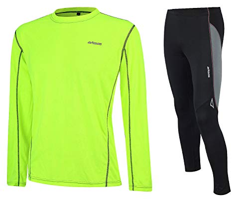 Airtracks Funktions Laufset - Laufhose Lang Pro Air + Laufshirt Langarm Pro Air - Atmungsaktiv - Schnelltrocknend - neon-schwarz - L Airtracks Funktions Laufset - Laufhose Lang Pro Air + Laufshirt Langarm Pro Air - Atmungsaktiv - Schnelltrocknend - neon-schwarz - L von Airtracks