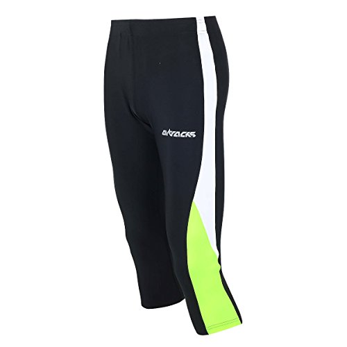 Airtracks FUNKTIONS Laufhose 3/4 LANG/Running Hose/Tight/Kompression - schwarz-neon - M von Airtracks
