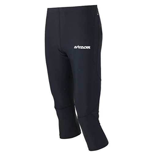 Airtracks FUNKTIONS Laufhose 3/4 LANG PRO AIR/Running Hose/Tight/Kompression/Reflektoren - M - schwarz von Airtracks