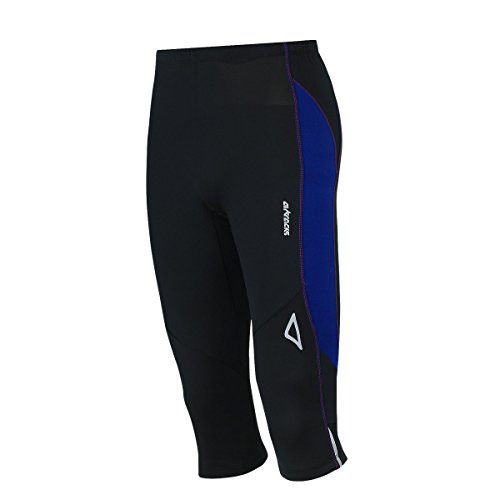 Airtracks FUNKTIONS Laufhose 3/4 LANG PRO AIR/Running Hose/Tight/Kompression/Reflektoren - S - schwarz-blau von Airtracks