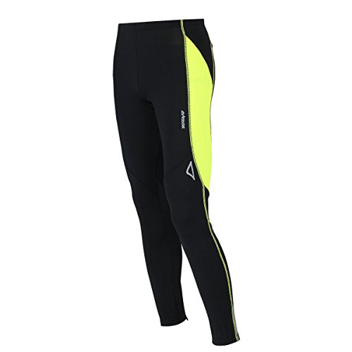 Airtracks FUNKTIONS Laufhose LANG PRO AIR/Running Hose/Tight/Kompression/Reflektoren - L - schwarz-neon von Airtracks