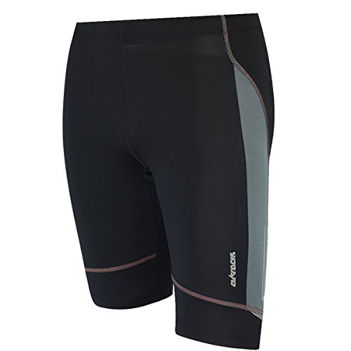 Airtracks Herren Funktions Laufhose Kurz Pro Air Lauftight Running Tight Laufshort Sporthose für Männer Jogging Hose Atmungsaktiv Schnelltrocknend S M L XL XXL XXXL XXXXL 3XL 4XL - L - schwarz-grau von Airtracks