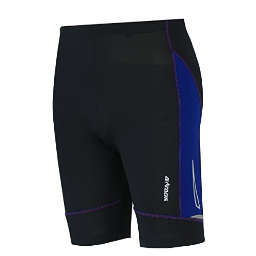 Airtracks Herren Funktions Laufhose Kurz Pro Air Lauftight Running Tight Laufshort Sporthose für Männer Jogging Hose Atmungsaktiv Schnelltrocknend S M L XL XXL XXXL XXXXL 3XL 4XL - S - schwarz-blau von Airtracks