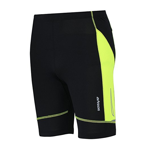 Airtracks Herren Funktions Laufhose Kurz Pro Air Lauftight Running Tight Laufshort Sporthose für Männer Jogging Hose Atmungsaktiv Schnelltrocknend S M L XL XXL XXXL XXXXL 3XL 4XL - XL - schwarz-neon von Airtracks