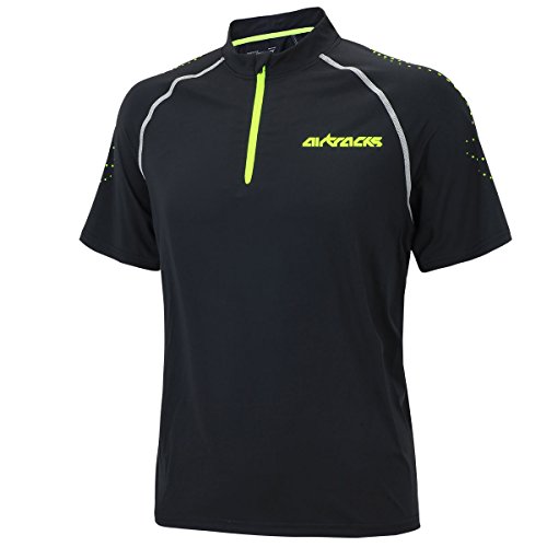 Airtracks FUNKTIONS Laufshirt Kurzarm PRO Team/Running T-Shirt/Funktionsshirt/ATUMUNGSAKTIV - schwarz - S von Airtracks