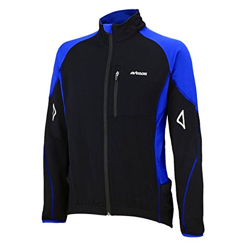 Airtracks Herren Winter Fahrradtrikot Langarm Pro-T Thermo Funktions Radtrikot Warm Fleece Reflektoren Full Zip -SCHWARZ-BLAU - M von Airtracks