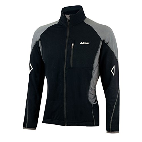 Airtracks Herren Winter Fahrradtrikot Langarm Pro-T Thermo Funktions Radtrikot Warm Fleece Reflektoren Full Zip -SCHWARZ-GRAU - M von Airtracks