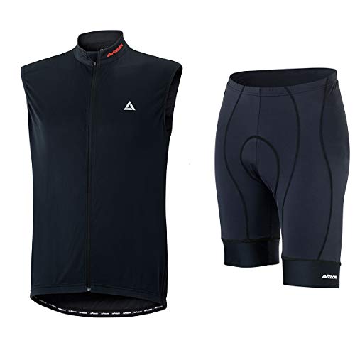 Airtracks Fahrrad Set: Fahrradhose Kurz Comfort Line + Fahrradtrikot Ärmellos Comfort Line(XXL,schwarz) von Airtracks
