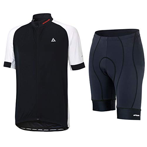 Airtracks Fahrrad Set: Fahrradhose Kurz Comfort Line + Fahrradtrikot Kurzarm Pro Line(XL,schwarz-weiß) von Airtracks
