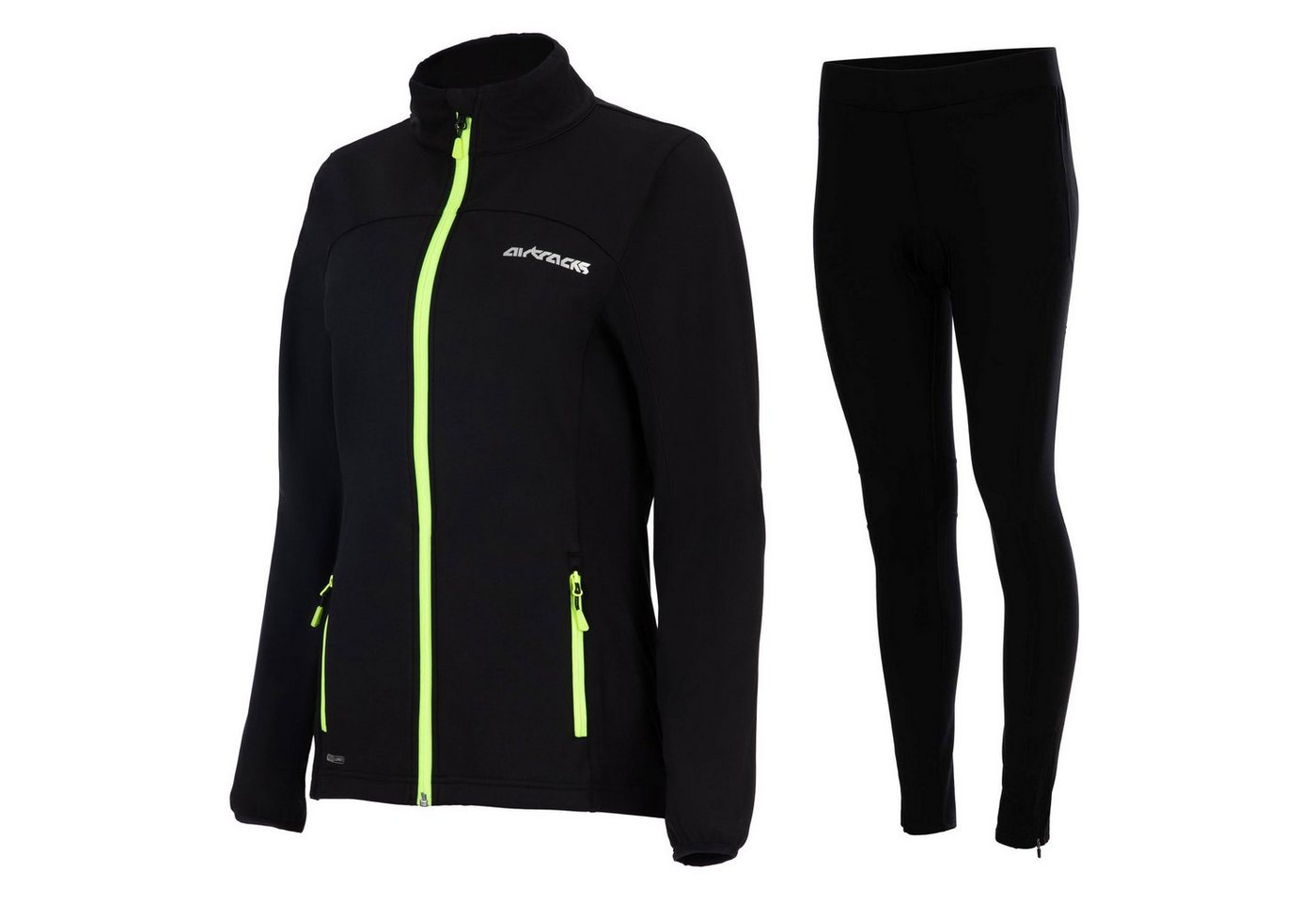 Airtracks Fahrradhose Damen Winter Radtrikot Set (Set, 2er Pack) Softshell Fahrradjacke + Thermo Fahrradhose Lang, optimal für die kalte Jahreszeit Herbst-Winter » S M L Xl XXL XXXL « von Airtracks