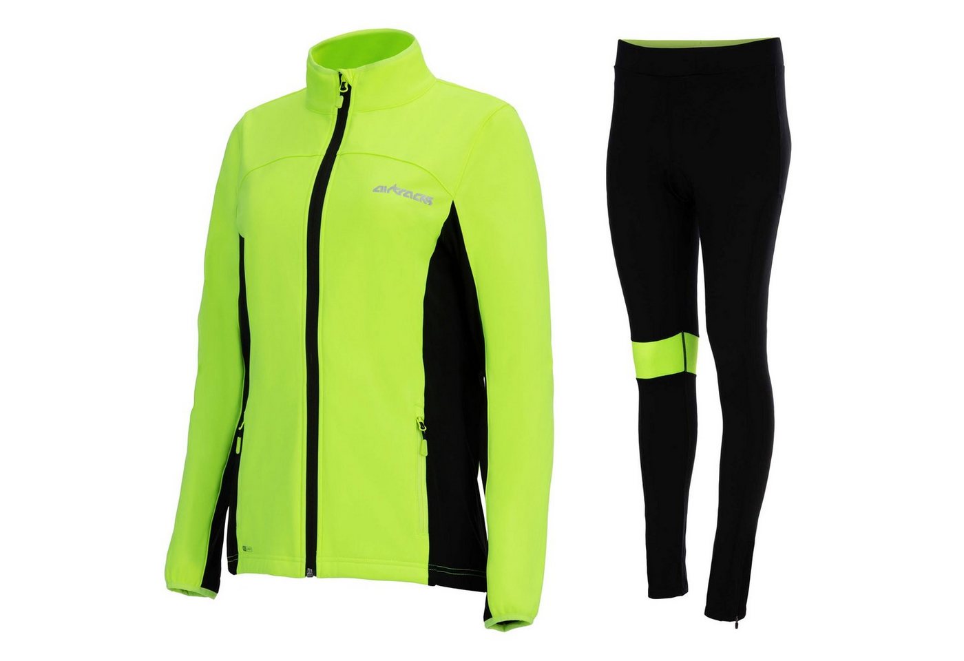 Airtracks Fahrradhose Damen Winter Radtrikot Set (Set, 2er Pack) Softshell Fahrradjacke + Thermo Fahrradhose Lang, optimal für die kalte Jahreszeit Herbst-Winter » S M L Xl XXL XXXL « von Airtracks