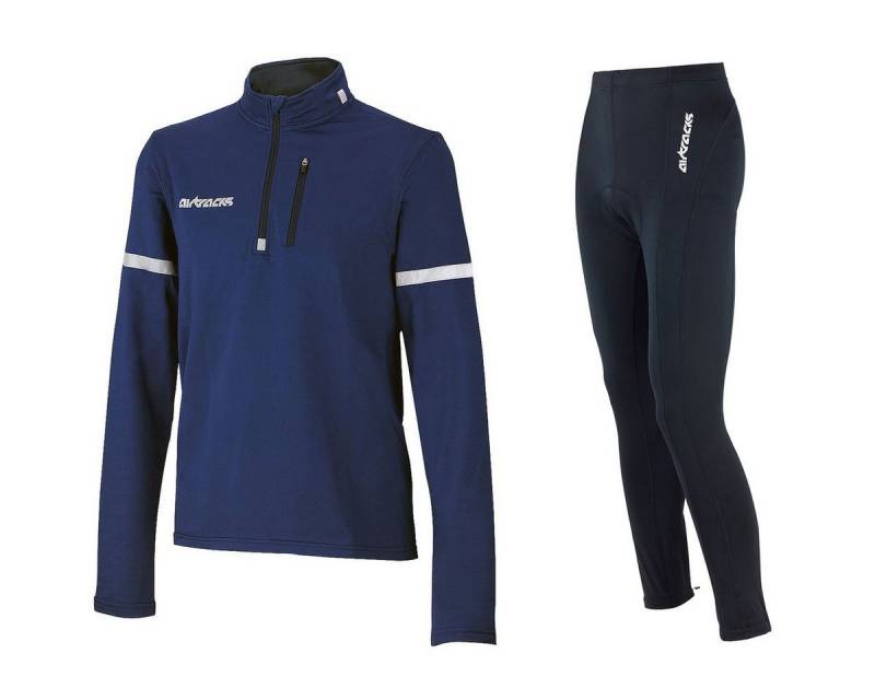 Airtracks Fahrradhose Herren Thermo Radtrikot Set (Fahrradtrikot Set, 2-tlg., Fahrradhose lang + Fahrradtrikot Langarm für Herbst-Winter) » S M L XL XXL XXXL « von Airtracks